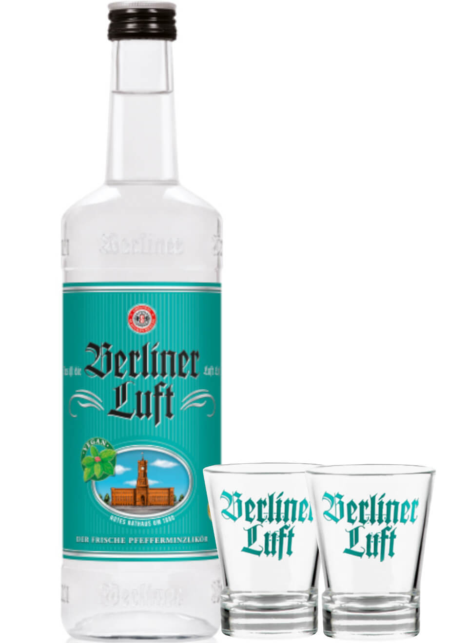 Berliner Luft Pfefferminzlikör mit Shotgläser 0,7 L