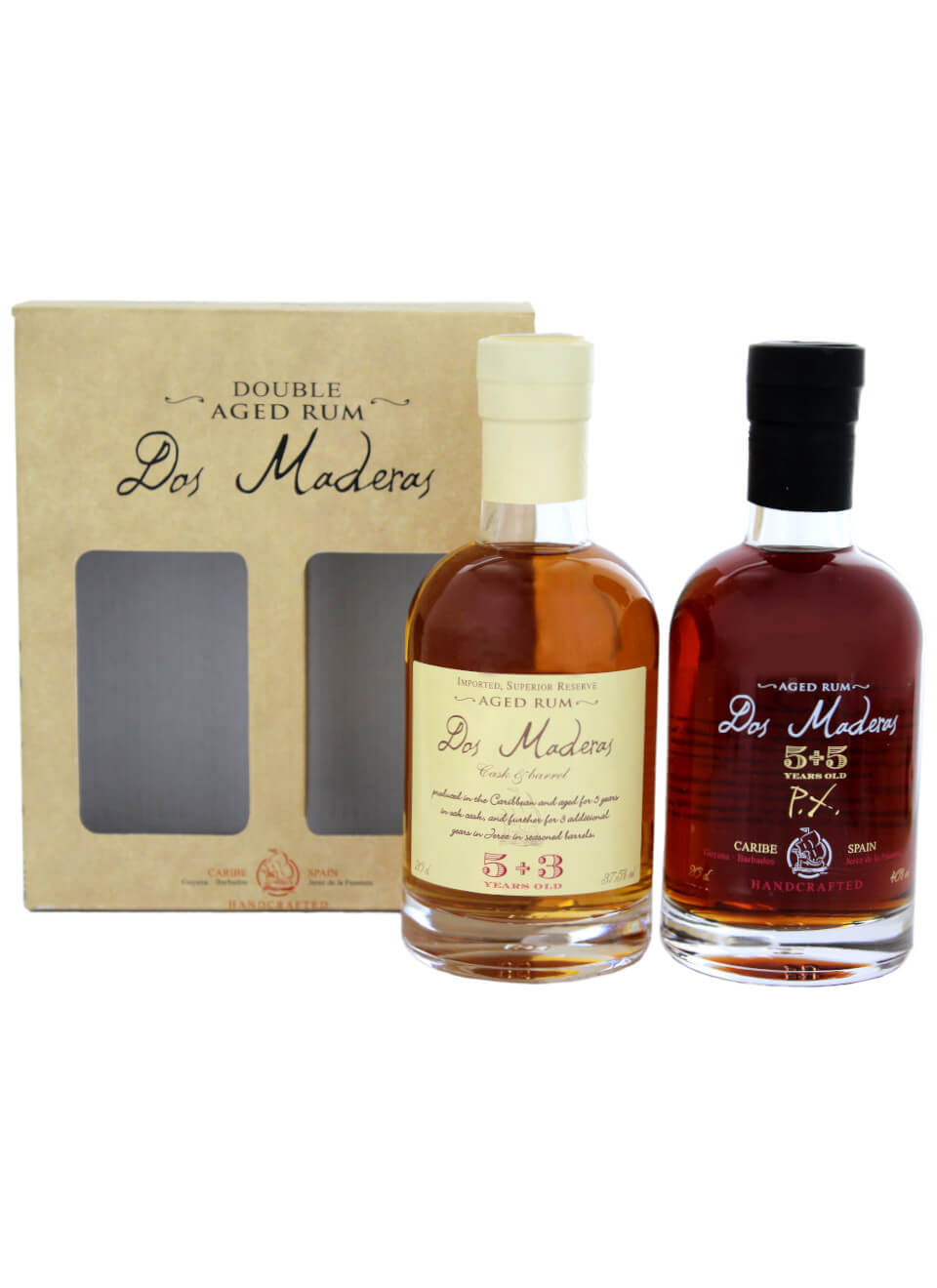 Dos Maderas Anejo 5+3 Jahre und PX 5+5 Jahre Rum 0,4 L Geschenkset