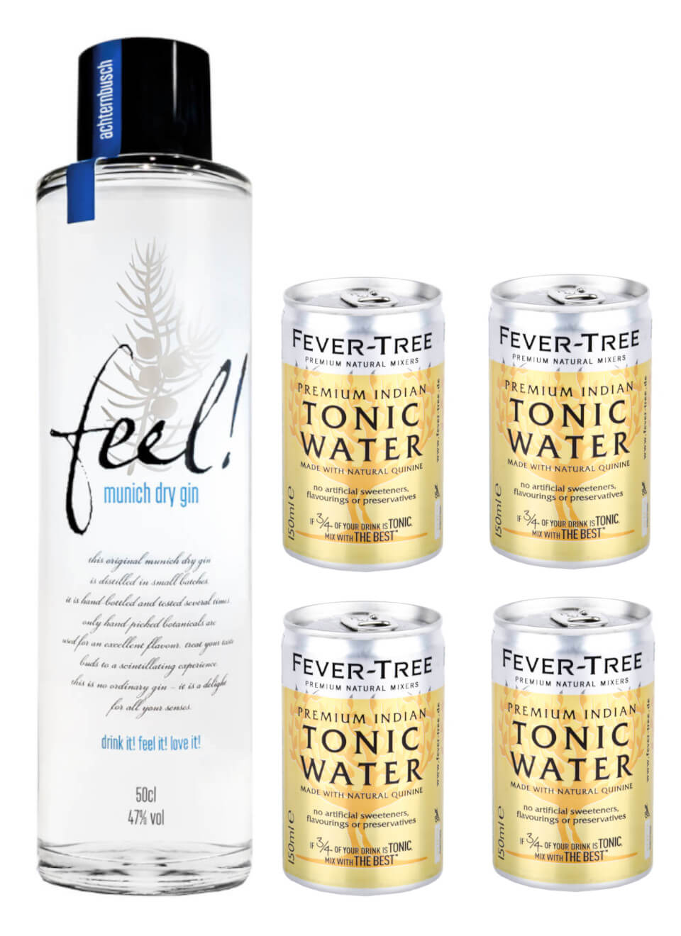 Feel! Munich Dry Gin 0,5 L + 4 Fever Tree IndianTonic 0,15 L
